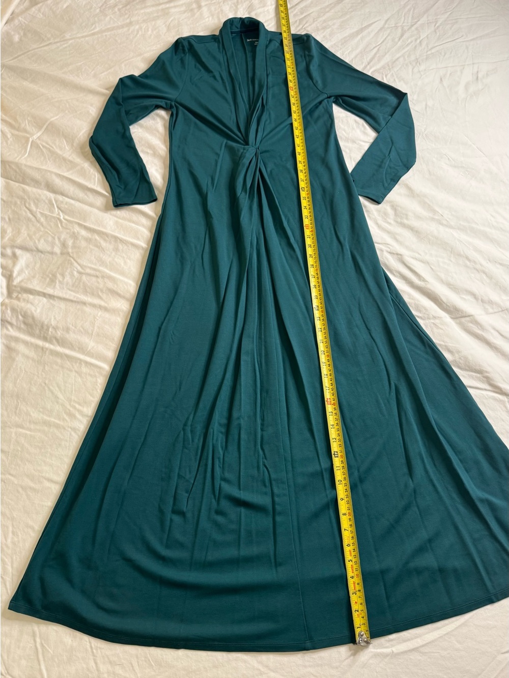 Soft Surroundings Peacock Teal Twist Front Maxi Dress Grecian Goddess Med NWOT - Picture 8 of 13